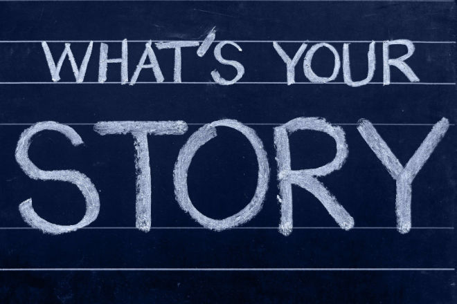 What's Your Story on a chalkboard