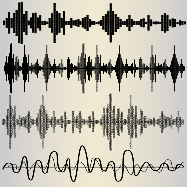 Set of four sound waves