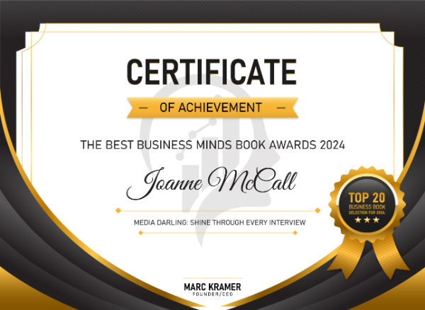 Joanne McCall Top 20 Business Minds Certificate