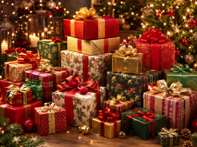 Beautifully wrapped Christmas gifts
